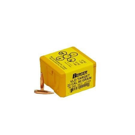 Berger Match Grade Target Bullets .22 cal .224" 80 gr VLD Target 100/ct