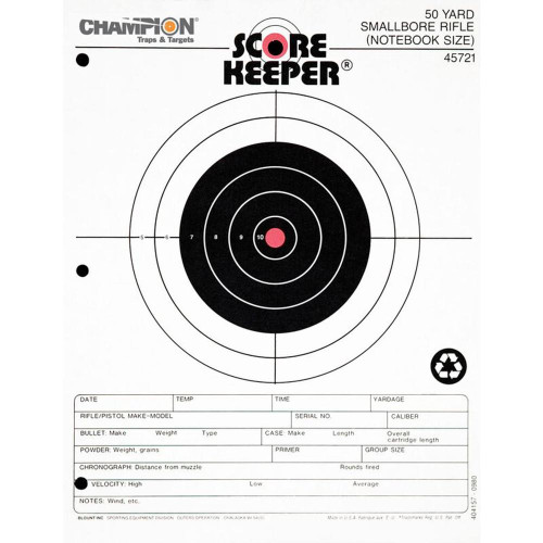 Champion Scorekeeper Targets Fluorescent Orange Bull 50 yd. Small Bore Notebook 12/ct