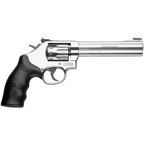 S&W 617 22LR 6 STAINLESS AS BLACK SYNTHETIC GRIP 10RD