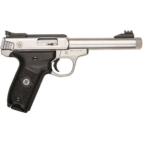 S&W SW22 VICTORY 22LR 5.5 THREADED BARREL STAINLESS FOS TS 10RD