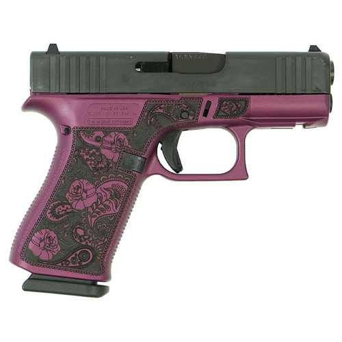 GLOCK 43X "PAISLEY GRIP" BLACK CHERRY HANDGUN 9MM LUGER 10RD MAGAZINES 2