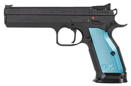 CZ TS2 9MM 10RD BLACK FIBER OPTIC BLUE GRIPS