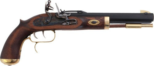 TRADITIONS TRAPPER PISTOL 50 CAL FLINTLOCK BLUED/HARDWOOD