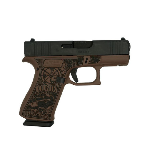 GLOCK 43X CUSTOM "COUNTRY" BOURBON HANDGUN 9MM LUGER 10RD MAGAZINES 2 3.4"