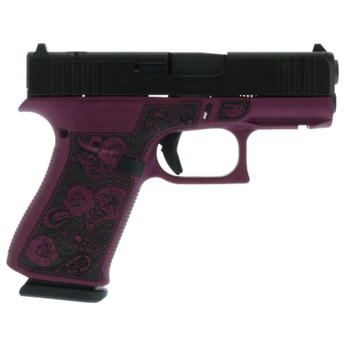 GLOCK 43X MOS CUSTOM "GLOCK AND ROSES BLACK CHERRY FRAME" SUBCOMPACT