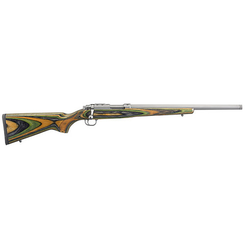 RUGER 77/22 22HOR 18.5 STAINLESS THREADED BARREL GRN MTN LAMINATE 6RD