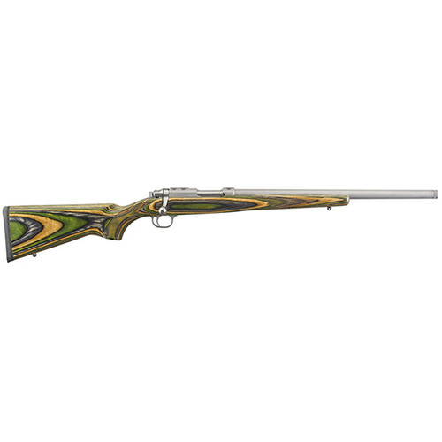 RUGER 77/17 17WSM 18.5 STAINLESS THREADED BARREL GRN MNT LAMINATE 6RD
