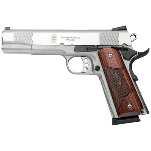 S&W 1911 E-SERIES 45ACP 5 STAINLESS WOOD GRIPS 8RD