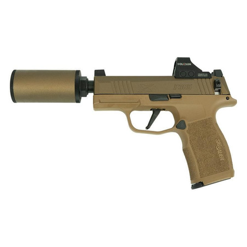 Sig Sauer P365X "Sick Puppy" FDE 9mm Luger 12rd Magazines 3.7" Threaded Barrel w/HUSH Puppy Suppressor Holosun 407K