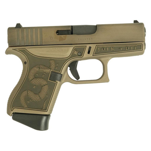 GLOCK 43 CUSTOM "REVOLUTION ENGRAVED COLONIAL BROWN" SUBCOMPACT HANDGUN 9MM