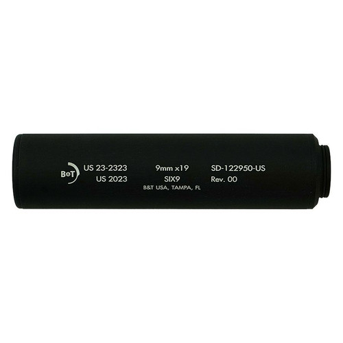 B&T Six9 Wipe Suppressor ONLY 9mm Luger Black Firearm Sold Separately