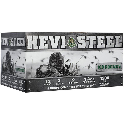 HEVI-Shot HEVI-Steel Shotshells 12ga 3" 1-1/4oz 1500 fps2 100/ct