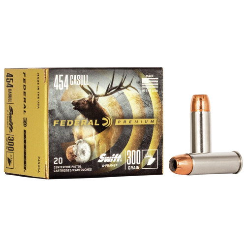 Federal Premium Swift A-Frame Handgun Ammunition .454 Casull 300 gr JHP 1520 fps 20/ct