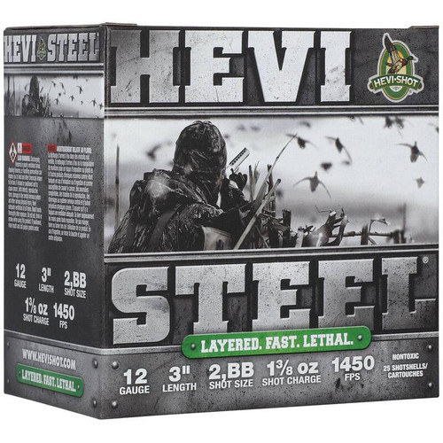 HEVI-Shot HEVI-Steel Shotshells 12ga 3" 1-3/8oz 1450 fpsBB 25/ct
