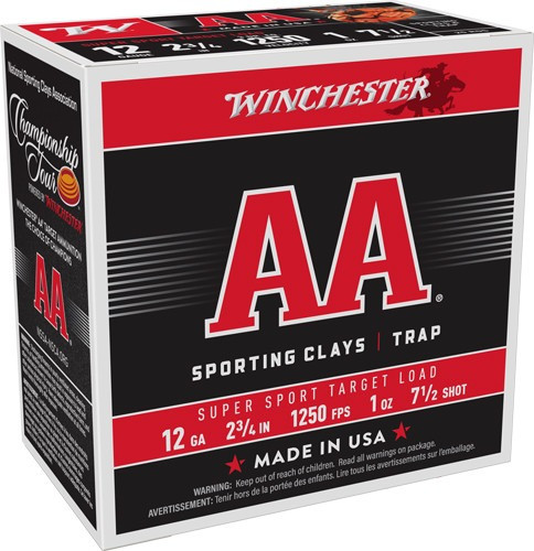 WINCHESTER AA 12GA 2.75" 1OZ7.5 1250FPS 250RD CASE LOT