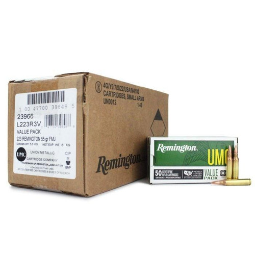 Remington UMC Rifle Ammunition .223 Rem 55 gr FMJ 3240 fps 400/ct (8-50/ct)