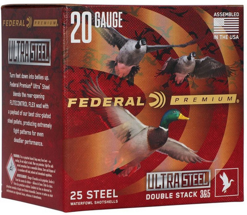 FEDERAL ULTRA STEEL 20GA 3IN 1 OZ #3 & #5 SHOT 25 RDS