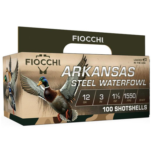 Fiocchi Arkansas Steel Waterfowl Shotshells 12ga 3" 1-1/5oz 1550 fps4 100/ct