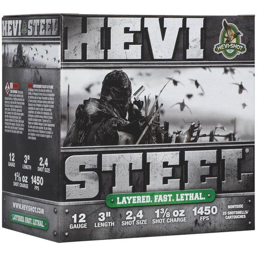 HEVI-Shot HEVI-Steel Shotshells 12ga 3" 1-3/8oz 1450 fps2&4 25/ct