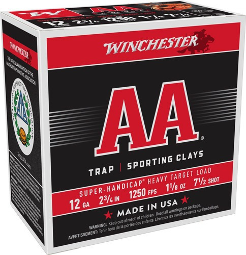 WINCHESTER AA 12GA 2.75" 1-1/8OZ7.5 1250FPS 250R CASE