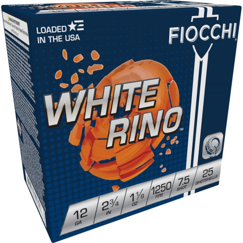 Fiocchi Exacta White Rino Shotshells 12ga 2-3/4" 1-1/8oz 1250 fps7.5 25/ct