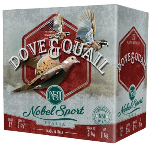 Nobel Sport Dove & Quail Shotshells 12 ga 2-3/4" 1-1/8 oz 1255 fps8 25/ct