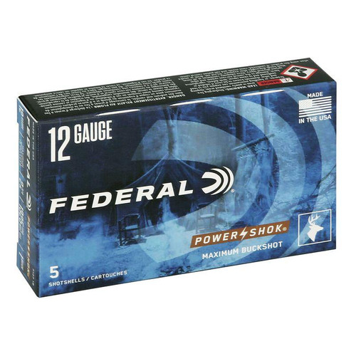 Federal Power-Shok Buckshot 12 ga 2-3/4" 16 Pellets 1325 fps1B 5/ct