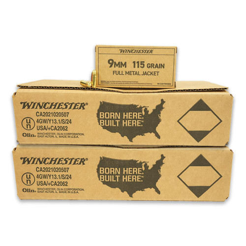 Winchester Service Grade Handgun Ammunition 9mm Luger 115 gr. FMJ 1300 fps 1000/ct (20-50/ct Boxes)