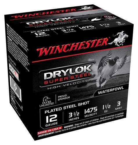 WINCHESTER DRYLOK 12GA 3.5" 1-1/2OZ #3 1475FPS 25RD 10B/CS