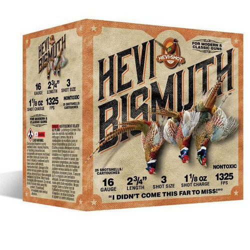 HEVI-Shot HEVI-Bismuth Upland Shotshells 16ga 2-3/4" 1-1/4oz 1325 fps3 25/ct
