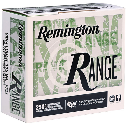 Remington Range 9mm Ammo 115 Grain Full Metal Jacket 1000 RD Case - T9MM3AL