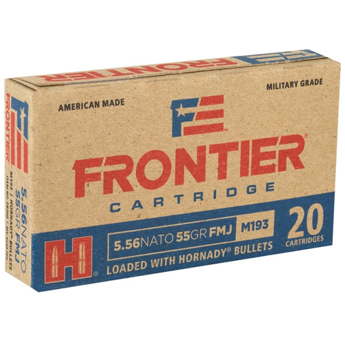 Hornady Frontier Cartridge Military Grade 5.56x45mm NATO Ammo 55 Grain Full Metal Jacket Boat Tail - FR200