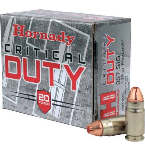 HORNADY CRITICAL DUTY 357 SIG 135GR FLXLK 20RD BX 200RD CASE