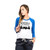 WOMEN'S AMERICA THE BEAUTIFUL BASEBALL TEE - WHITE/BLUE SLEEVES, SMALL