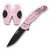 Bear & Son Edge Brisk 2.0 Folding Knife & Sharpener Combo Drop Point Blade Pink Camo