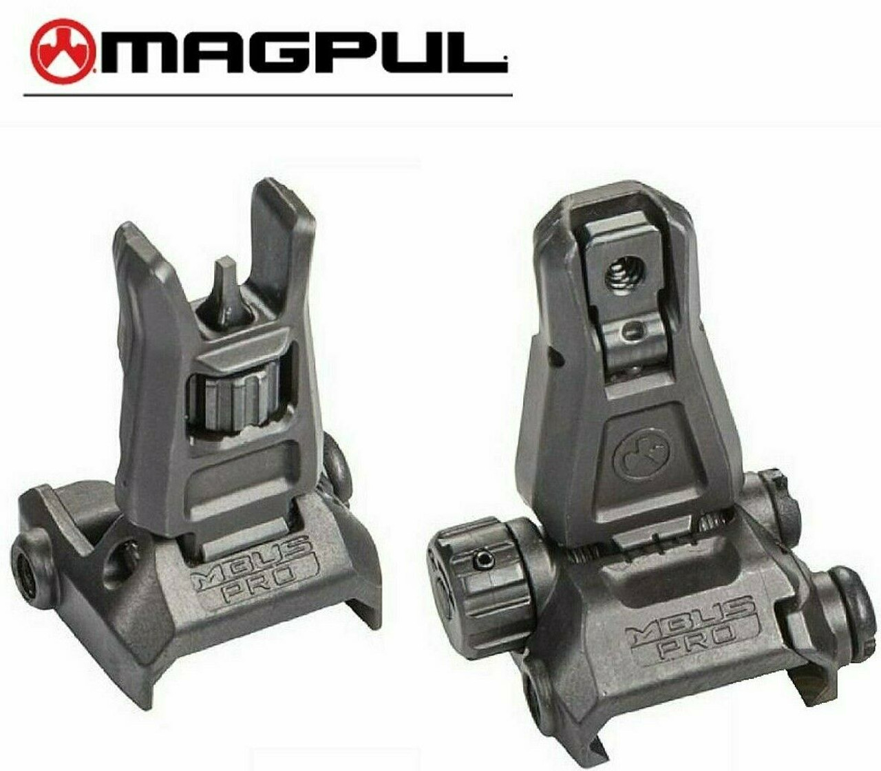 GENUINE MAGPUL MBUS Pro Flip Up FRONT & REAR Sight STEEL- Black 