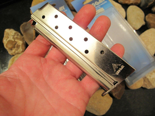 ELITE Tactical GLOSS NICKEL 10mm 1911 10 MM Magazines Mag 8RD MADE IN ITALY Mags