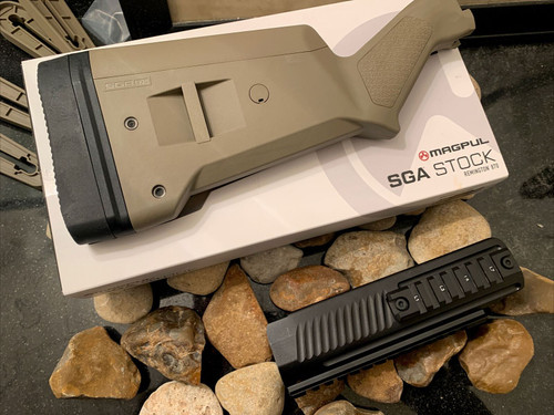 Magpul SGA Stock Remington 870 FDE  + Milled Aluminum Picatinny Forend Flat