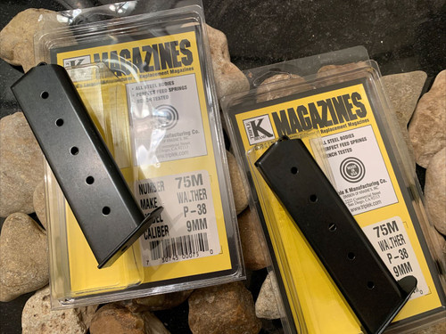 2 Pack Walther P38 P-38 9mm 8 Round RD Blued Steel Magazine Mag Triple K 75M