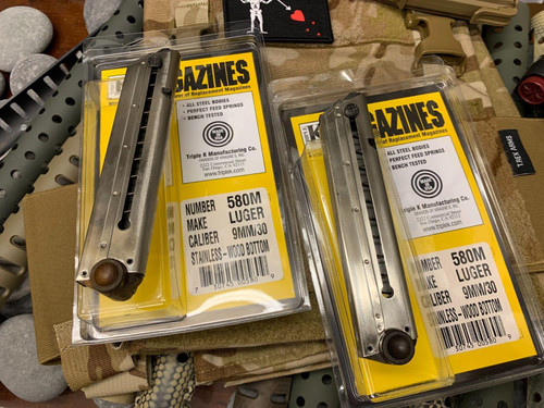 2-Pack STAINLESS Hardwood Luger .30 OR 9MM 7 Round RD Steel Magazine Mag Mags 2-Pack STAINLESS Hardwood Luger .30 OR 9MM 7 Round RD Steel Magazine Mag Mags