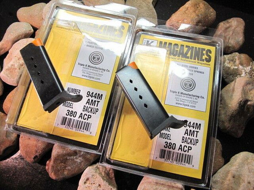 2 Pack BLACK Fits AMT BACKUP .380 Mags 6 Round Magazine Mag Magazines FLUSH  2 Pack BLACK Fits AMT BACKUP .380 Mags 6 Round Magazine Mag Magazines FLUSH