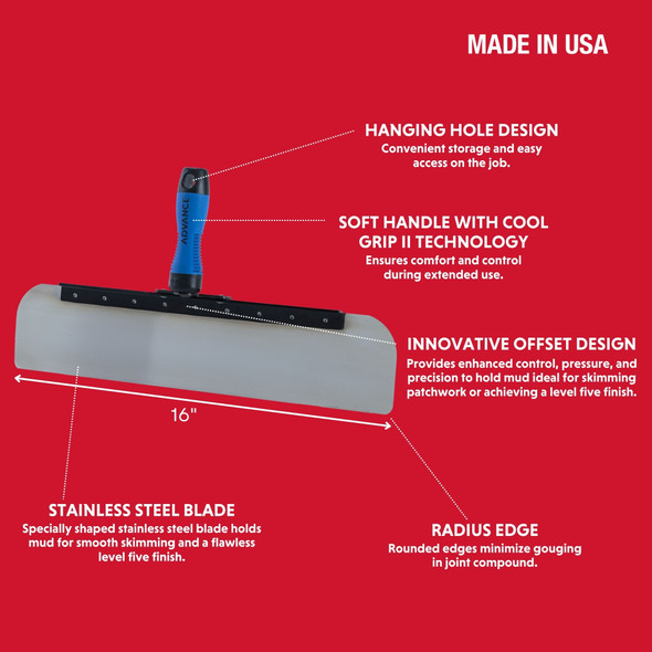 Advance 16" Stainless Steel Radius Skimming Blade