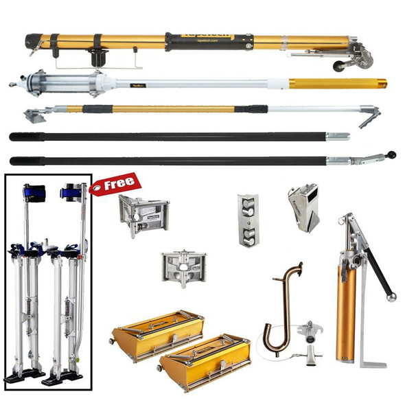 TapeTech MudRunner Set of Tools w/ 2 Angle Heads & Nail Spotter - FREE Stilts