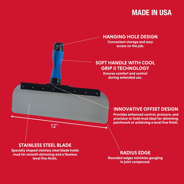 Advance 12" Stainless Steel Radius Skimming Blade