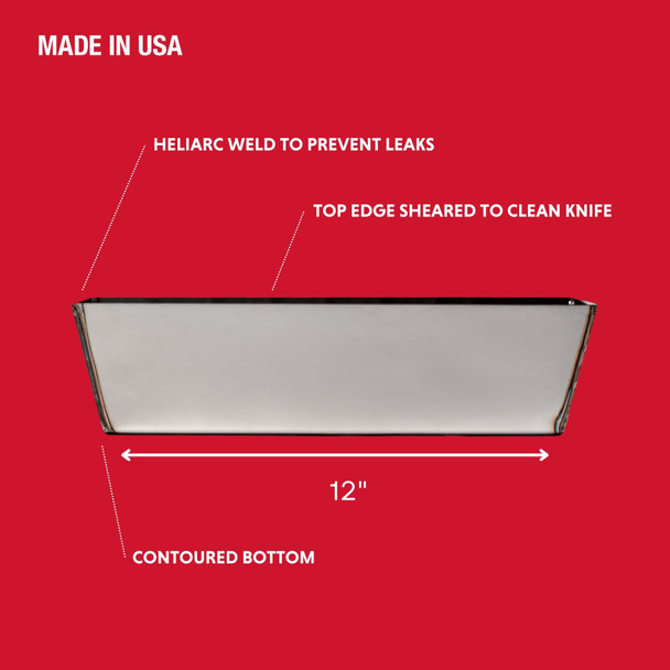 Advance 12" Heli-Arc Welded Stainless Mud Pan Rounded Bottom