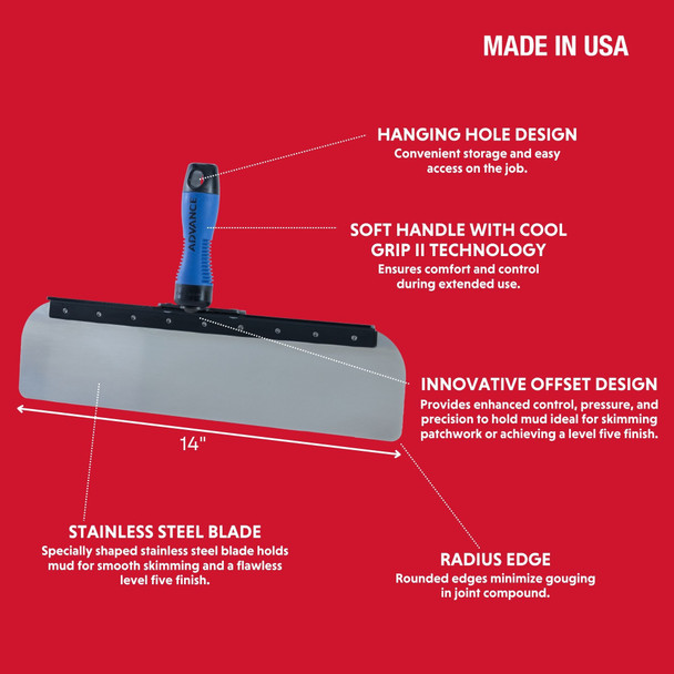 Advance 14" Stainless Steel Radius Skimming Blade Advance 14" Stainless Steel Radius Skimming Blade