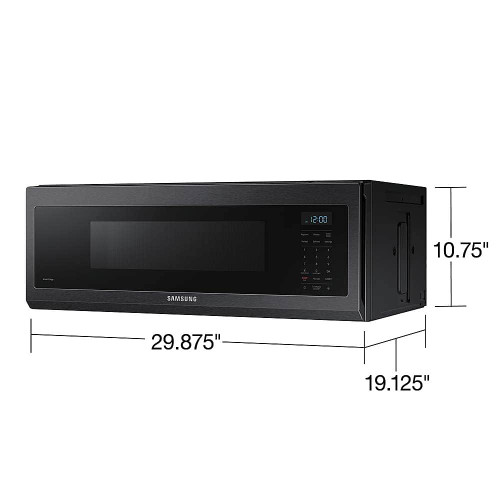 Samsung - 1.1 cu. ft. Smart SLIM Over-the-Range Microwave with 400 CFM Hood Ventilation - Black Stainless Steel