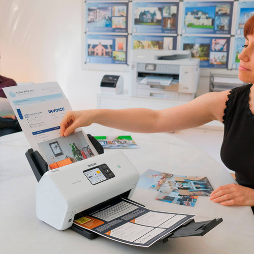 Brother - ADS-3300W Wireless High-Speed Desktop Scanner - White