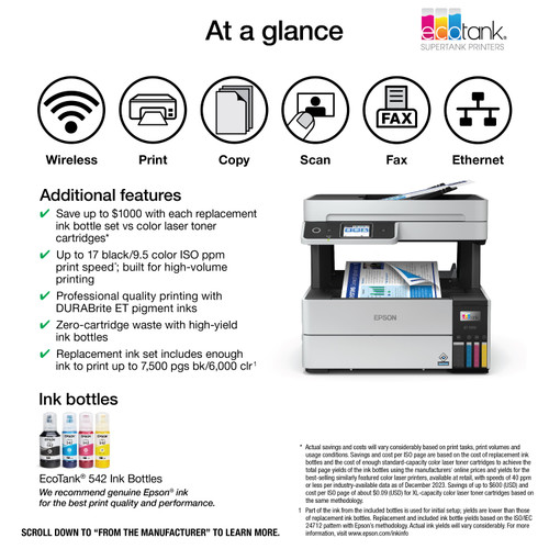 Epson - EcoTank Pro ET-5170 Wireless All-in-One Supertank Printer - White