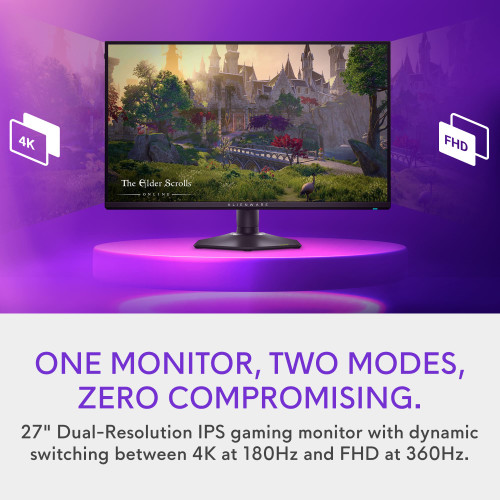 Alienware - AW2725QF 27" IPS LED 4K UHD 180Hz .5-ms G-SYNC Dual-Resolution Gaming Monitor with HDR (HDMI, DisplayPort) - Black